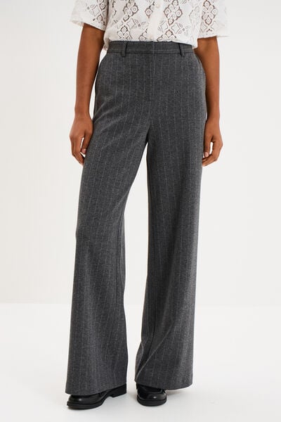 Pantalon large taille haute milano gris femme
