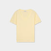 T-shirt manches courtes col en V coton jaune clair femme