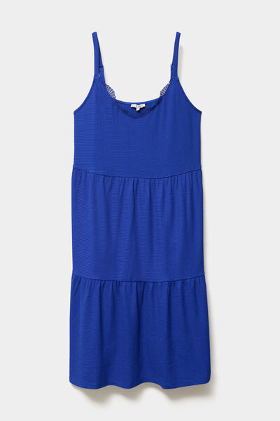 Robe bretelles &agrave; volants longueur genou bleu electrique femme grande taille
