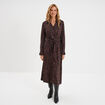 Robe chemise longue ceintur&eacute;e marron fonc&eacute; femme