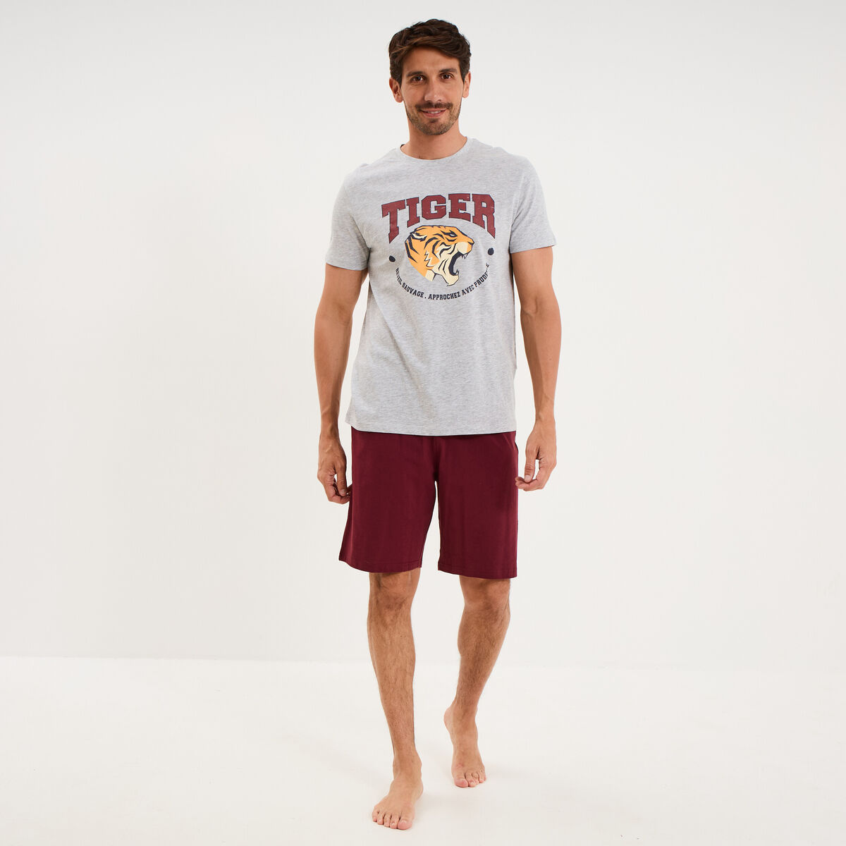 Ensemble pyjama short et t-shirt gris clair homme