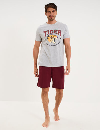 Ensemble pyjama short et t-shirt gris clair homme