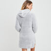 Poncho plaid droit à capuche gris clair femme