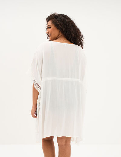 Robe de plage bandes dentelle blanc femme grande taille