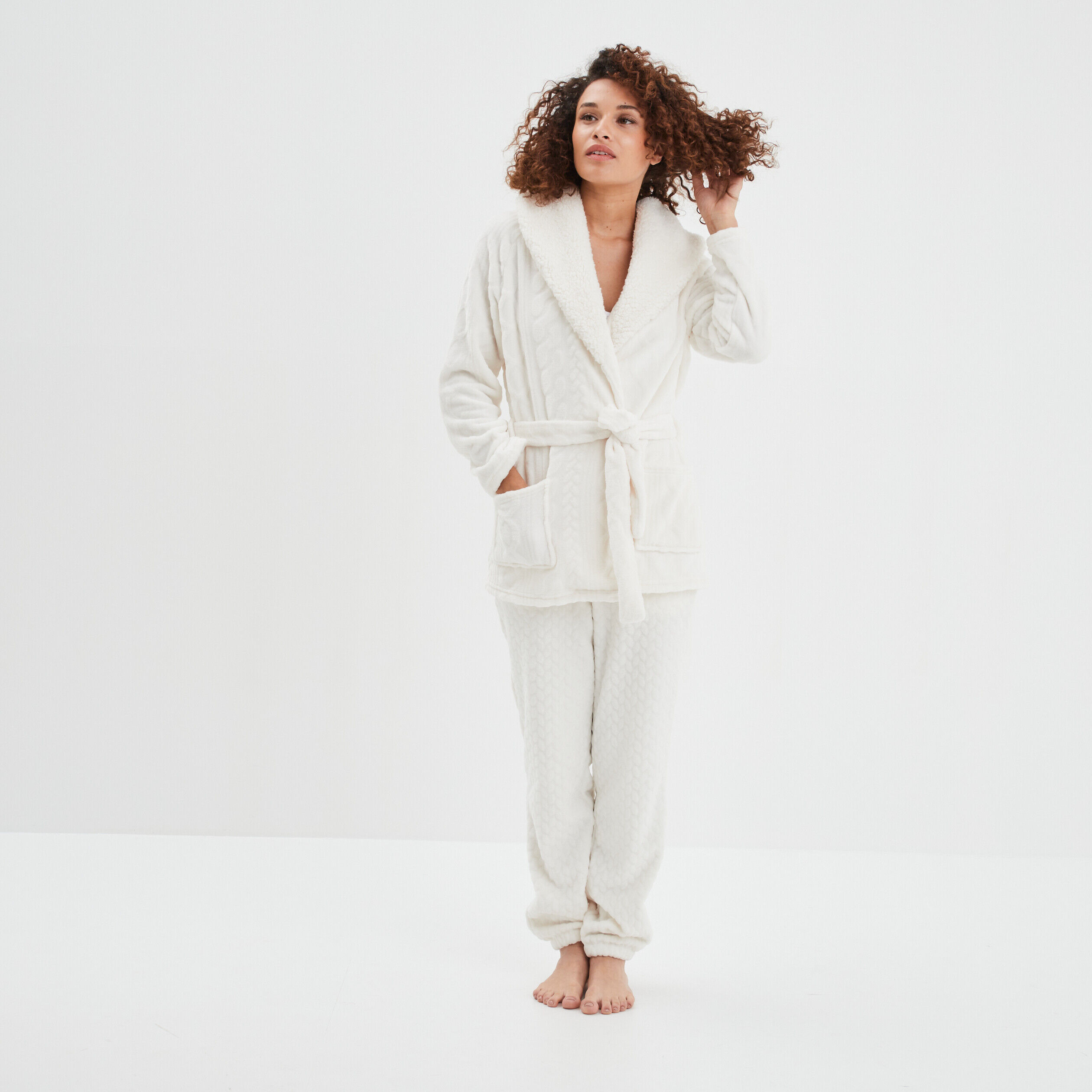 Robe de chambre peignoir Blanc femme pas cher La Halle