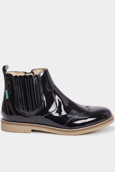Bottines en cuir Kickers Tylbury noir fille