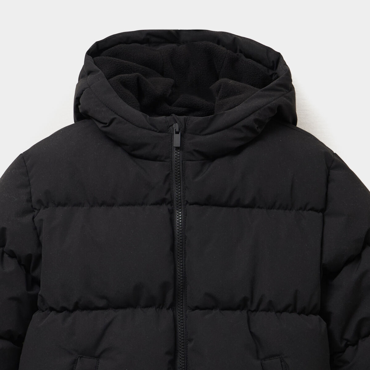 Doudoune manches longues à capuche noir garçon