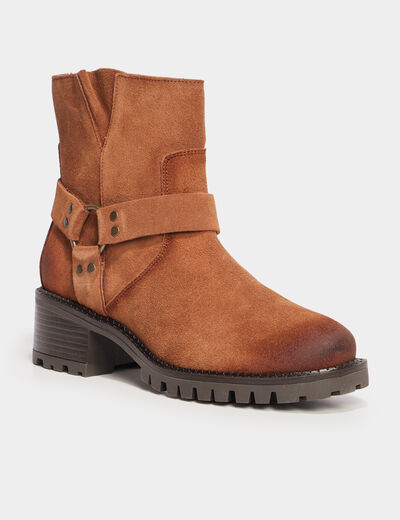 Bottines crantées en cuir Creeks marron femme