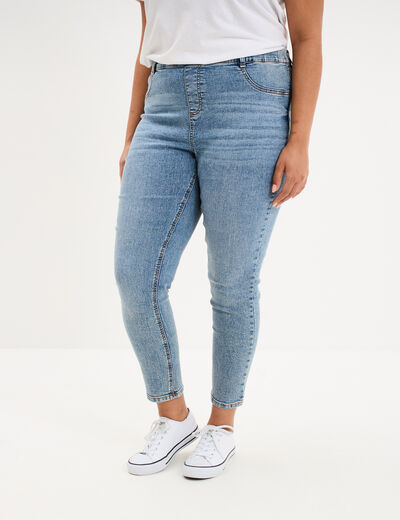 Jegging avec passants taille haute denim double stone femme grande taille