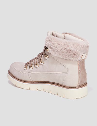 Bottines fourrées à lacets Trappeur taupe femme
