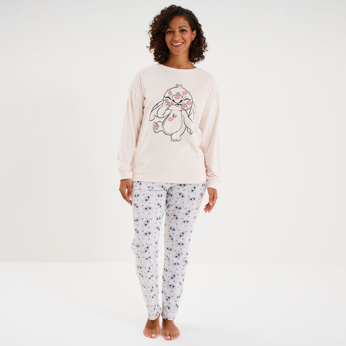 Ensemble pyjama legging Stitch rose clair femme