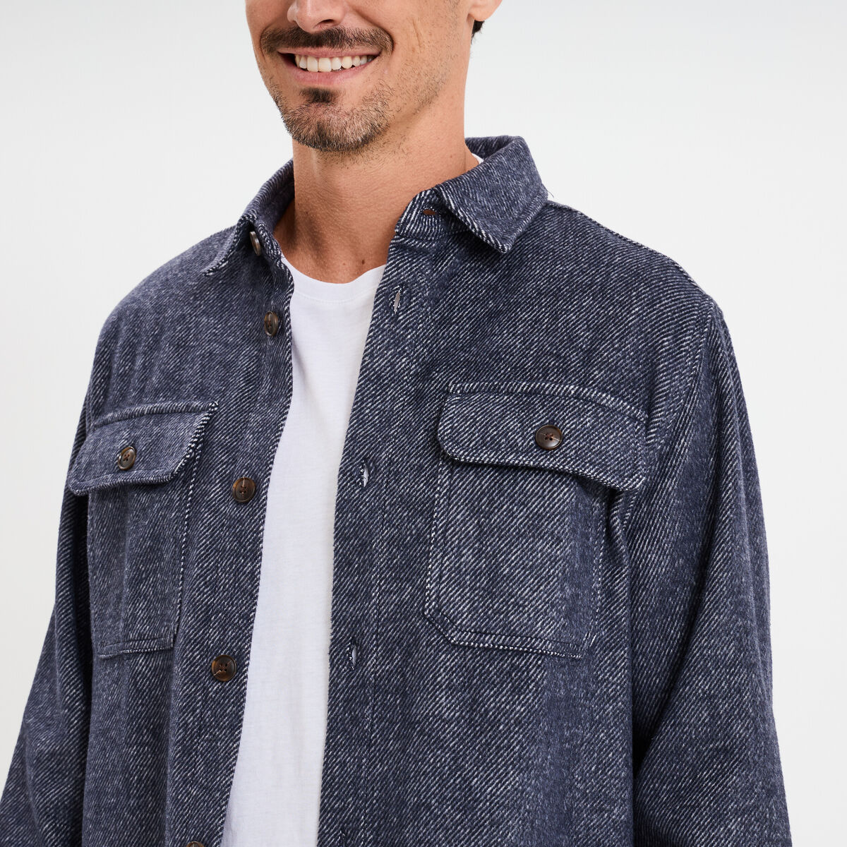Surchemise manches longues bleu marine homme