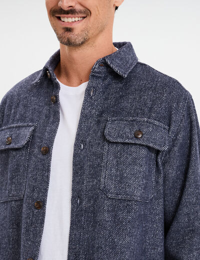Surchemise manches longues bleu marine homme