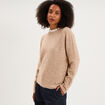 Pull 2 en 1 col rond broderie anglaise beige femme