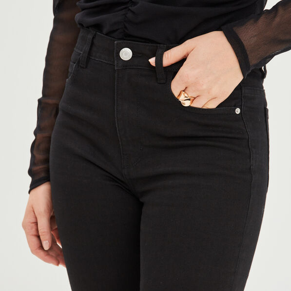 jeans slim taille haute 5 poches denim noir femme Jeans slim taille haute 5 poches denim noir femme