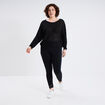 Legging cheville dentelle coton noir femme grande taille