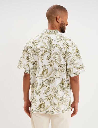 Chemise en coton manches courtes vert olive homme
