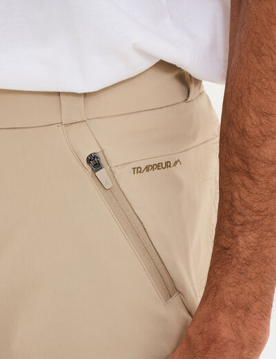 Short droit stretch poches zipp&eacute;es beige homme