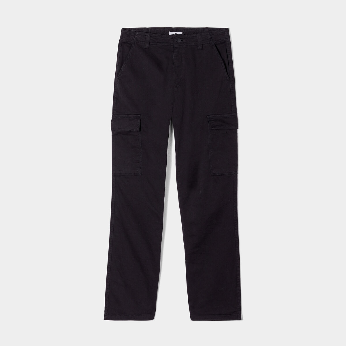 Pantalon cargo droit noir femme