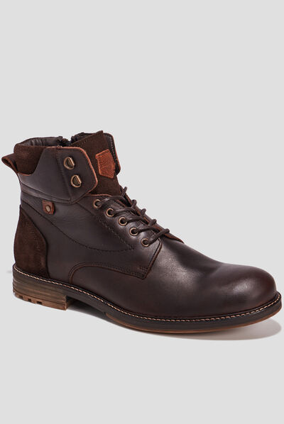 Bottines en cuir marron homme