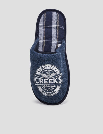 Mules bout rond bleu homme