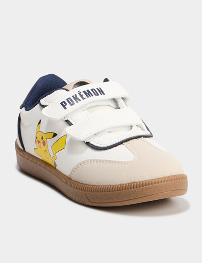 Tennis basses &agrave; scratchs Pok&eacute;mon Pikachu blanc gar&ccedil;on