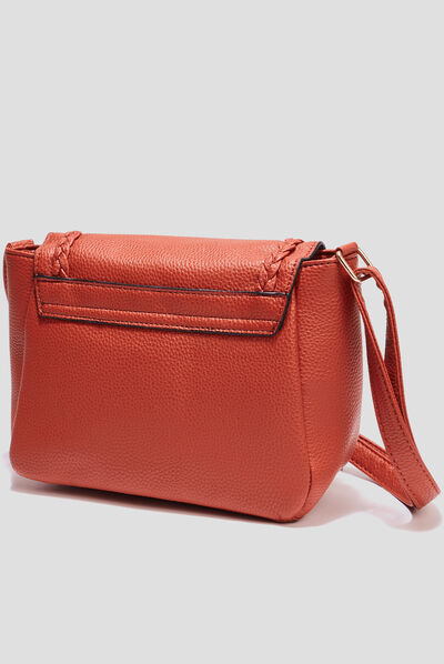 Sac bandoulière rabat avec détail tressé orange foncé femme