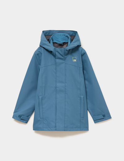 Coupe-vent imperm&eacute;able &agrave; capuche bleu canard gar&ccedil;on