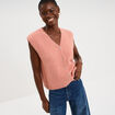 Gilet sans manches col en V rose fushia femme
