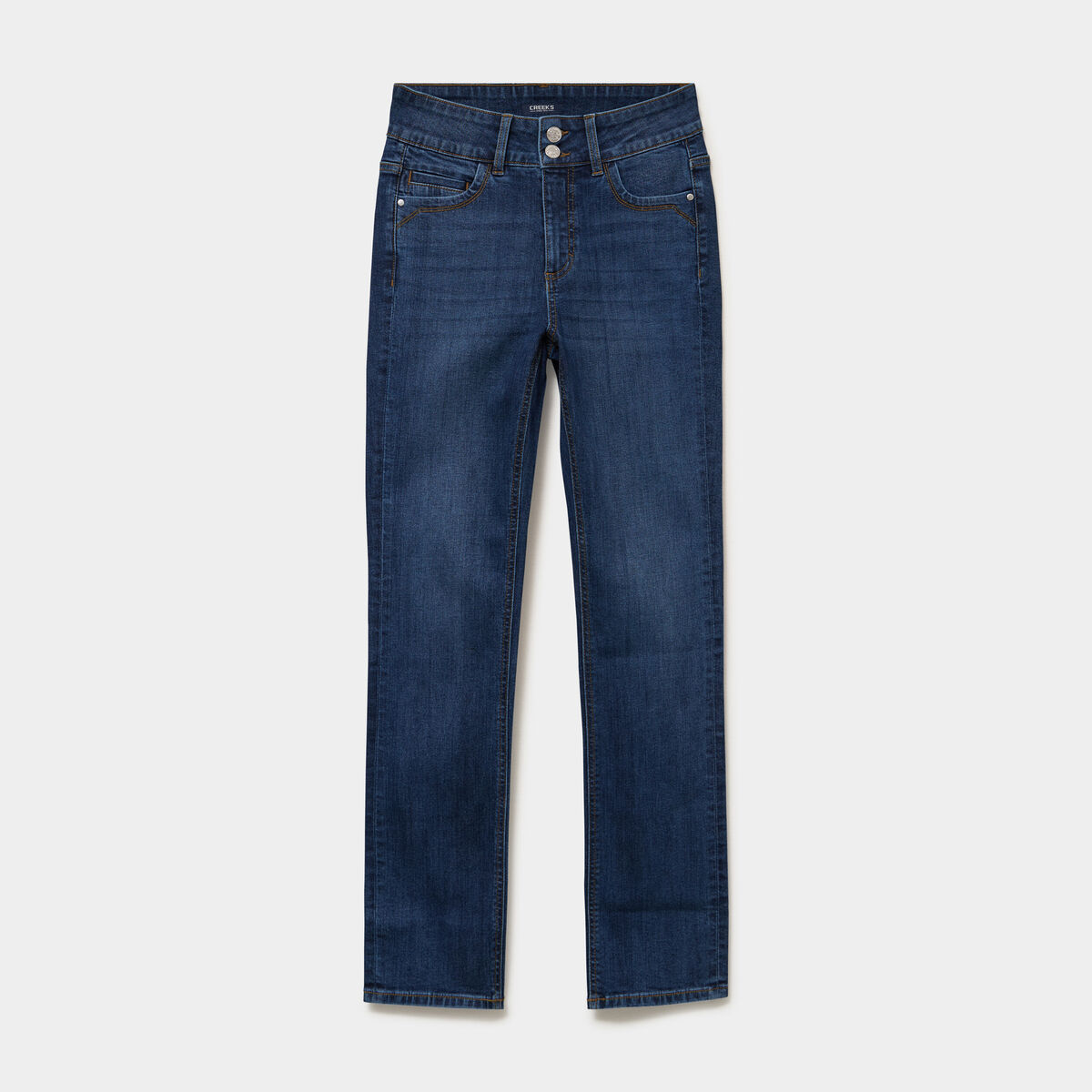 Jean denim droit en coton denim brut femme