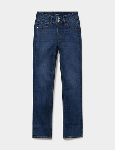 Jean denim droit en coton denim brut femme
