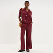 Pantalon large fluide taille &eacute;lastiqu&eacute;e bordeaux femme