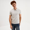 Polo slim manches courtes stretch gris clair homme