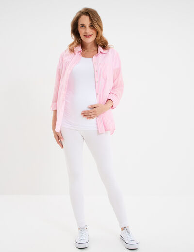 Legging grossesse en coton blanc femme maternit&eacute;