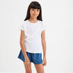 T-shirt manches courtes en coton blanc fille