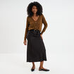 Gilet col en V boutonné taupe femme