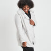 Manteau mi-long col imitation fourrure gris femme grande taille
