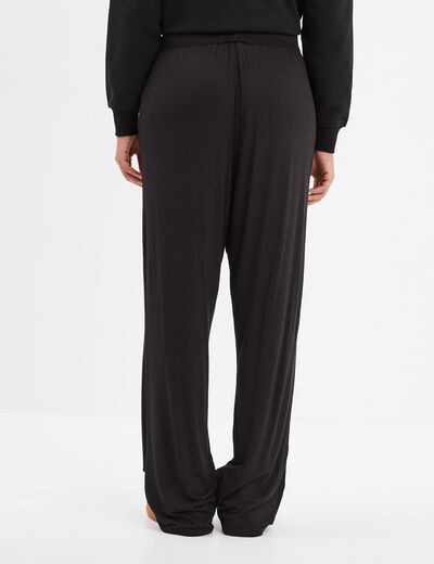 Pantalon de pyjama droit fluide noir femme