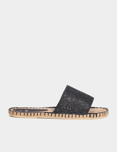 Mules détails cordes noir femme