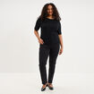 T-shirt ajust&eacute; col rond effet c&ocirc;tel&eacute; noir femme grande taille
