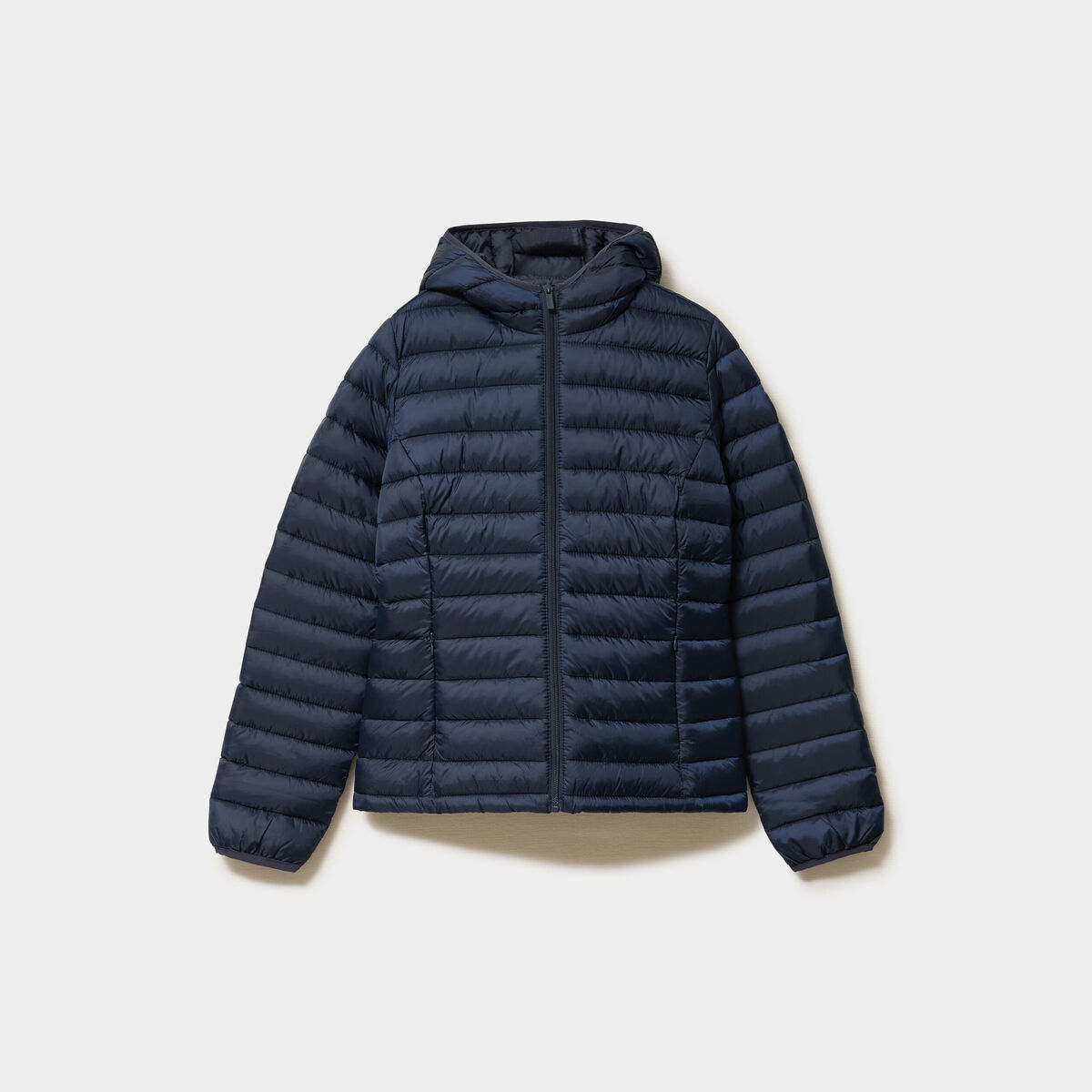 Doudoune l&eacute;g&egrave;re d&eacute;perlante &agrave; capuche bleu marine femme