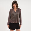 Blouse manches longues col tunisien terracotta femme