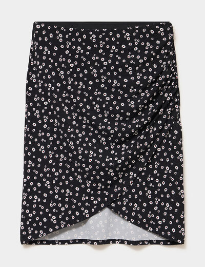 Jupe tulipe courte taille &eacute;lastiqu&eacute;e noir femme