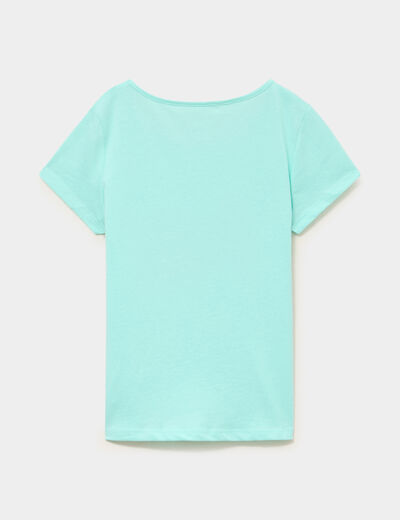 Ensemble pyjama short et t-shirt coton bleu turquoise fille