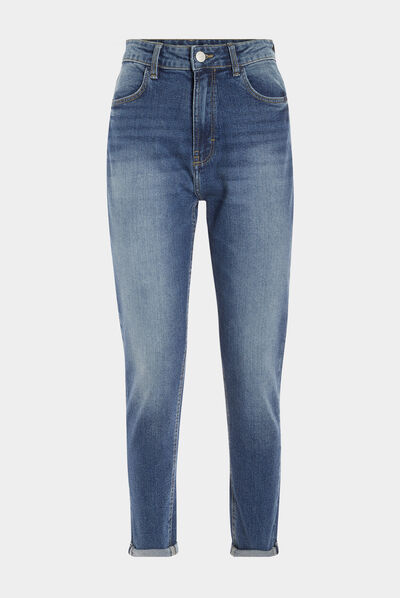 Jeans mom taille haute denim stone femme