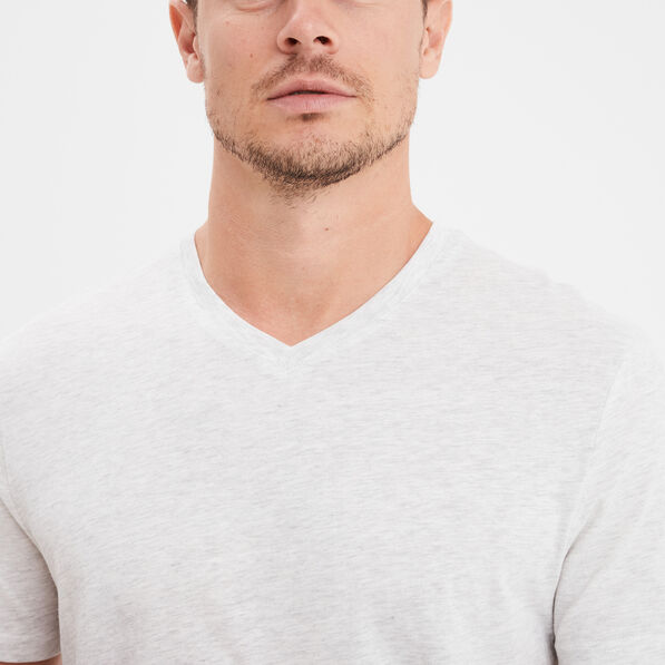 T-shirt droit col V ecru homme