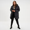 Doudoune longue &agrave; capuche noir femme grande taille