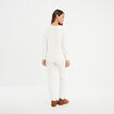 Ensemble pyjama effet polaire col rond blanc femme