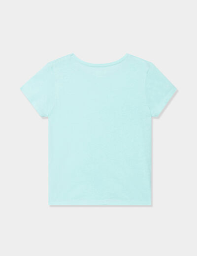 T-shirt manches courtes en coton bleu clair fille