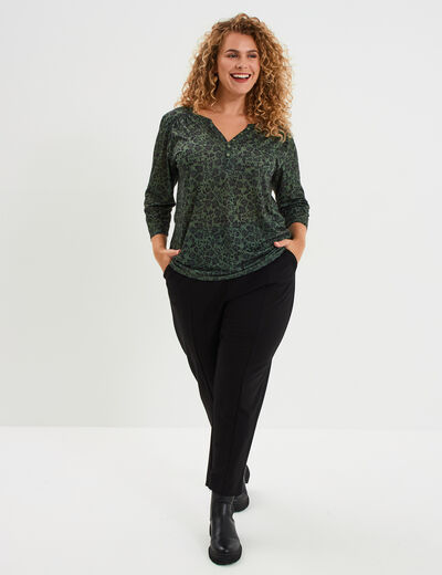 Pantalon slim taille élastiquée noir femme grande taille